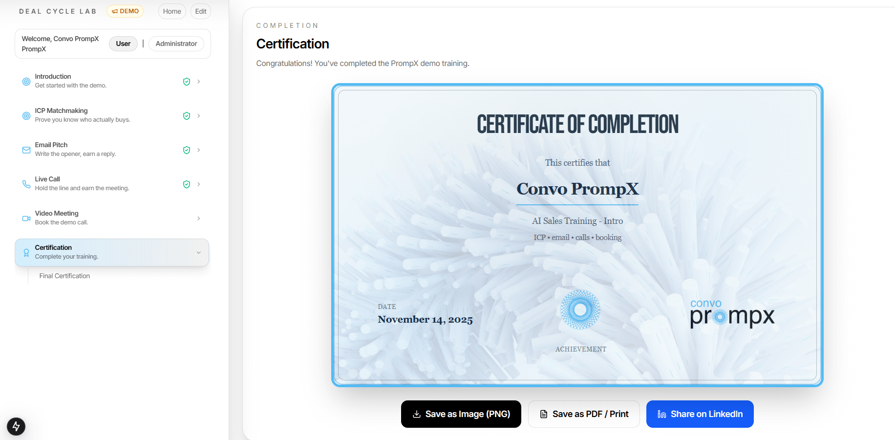 Certificate of completion